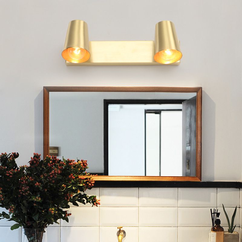 Modern Mirror Front Light Gold Vanity Light with Metal Shade for Bathroom
