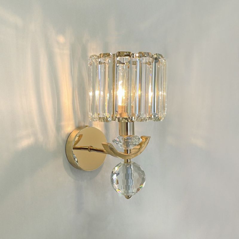 Crystal Gold Wall Lamp in Modern Luxury Style Electroplate Metal Wall Light for Interior Spaces