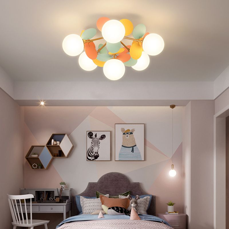 Macaron Style Sputnik Shape Flush Mount Glass Ceiling Light for Bedroom