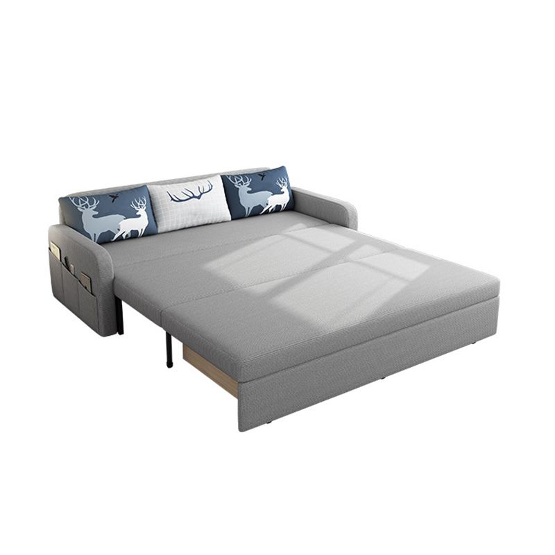 Linen Contemporary Square Arm Sofa Bed Foldable Convertible Sofa for Living Room