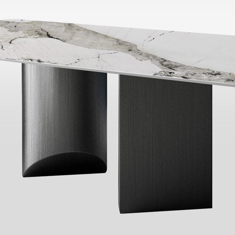 Industrial Standard Rectangle Shape Table Gray Sintered Stone Dining Table for Kitchen