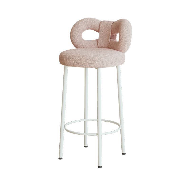 Contemporary Upholstered Low Back Round Bar Stools with Metal Base