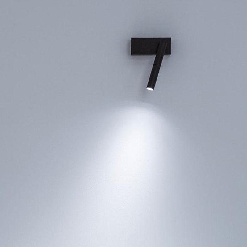 Aluminum Bedside LED Reading Lamp Rotatable Cylindrical Mini Wall Mount Lamp in White Light