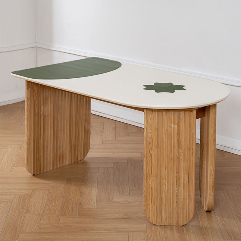 Free Form Dining Table with Ash Wood Base Modern Dinette Table for Home