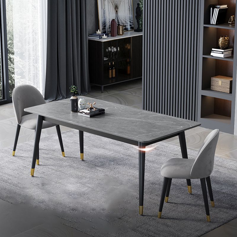 Stone Modern Rectangle Dining Table Matte Finish 4 Legs Table for Home