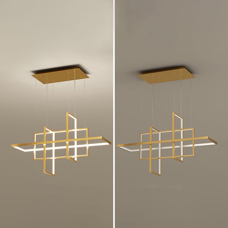 Rectangle Island Lighting Modernism Metal Pendant Light Fixture for Dining Room