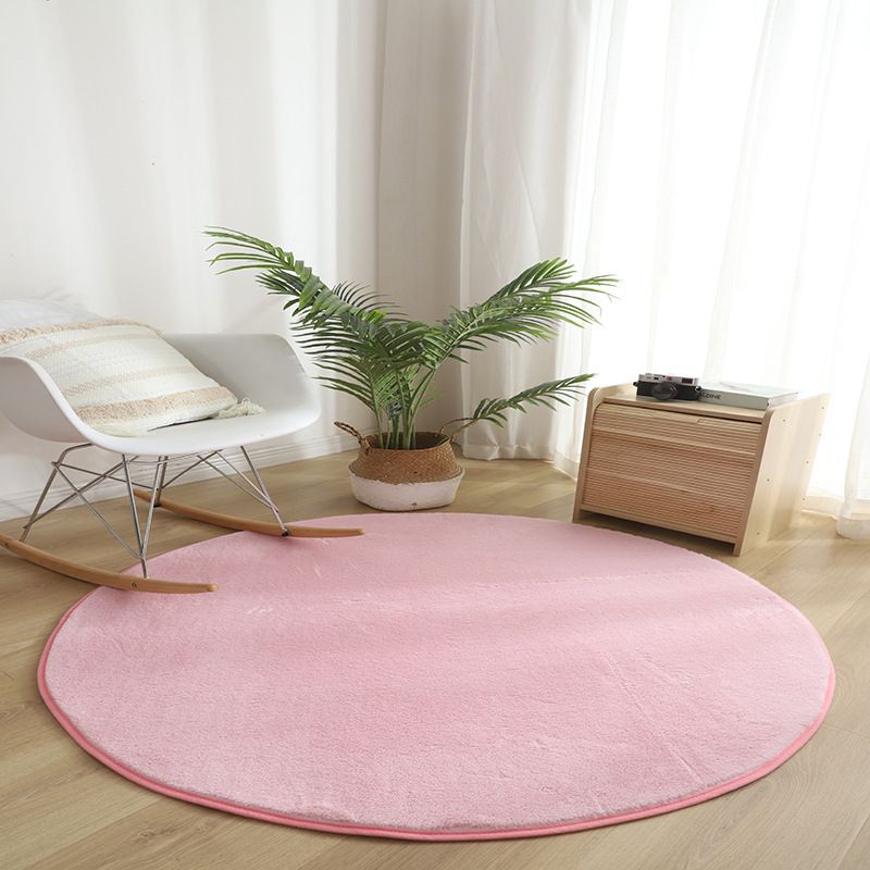 Tapis intérieur rond classique tapis de couleur unis en polyester