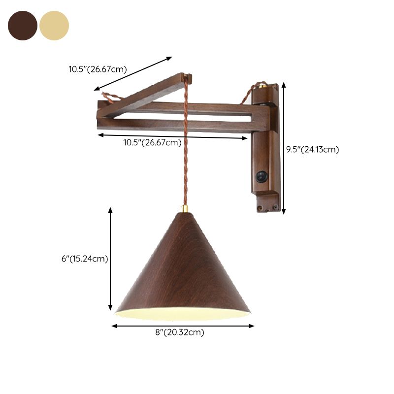 Modern Wooden Shade Wall Lighting Fixtures 1-Light Wall Lamp for Bedroom