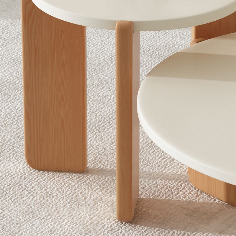 3 Legs Coffee Table Contemporary Solid Wood Round Cocktail Table