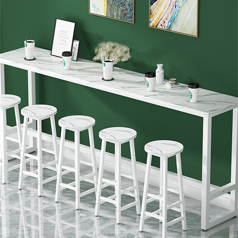 Modern Indoor Bar Dining Table Rectangle Bar Stool Table with Footrest