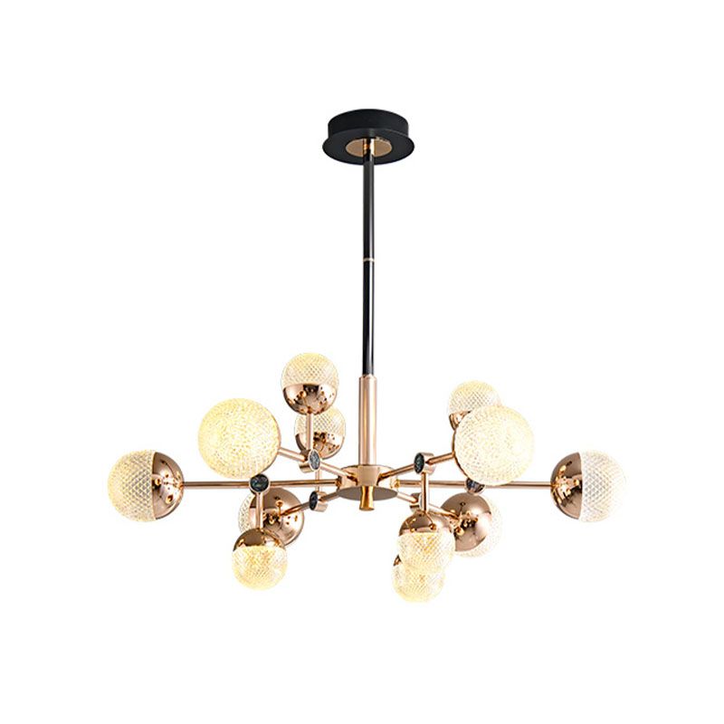 Sputnik Design Salon Kronleuchter klares Acryl -Multi -Lichter postmoderne Deckenleuchte in Gold