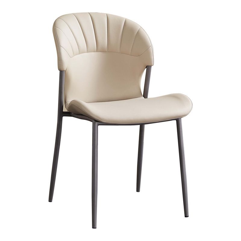 Khaki and Gray Dining Chairs Modern Armless Dining Side Chair