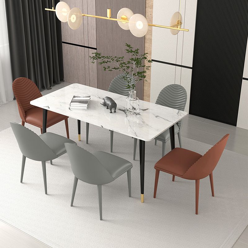 El comedor moderno del metal preside la silla de comedor sin brazos de la imitación de cuero para el restaurante