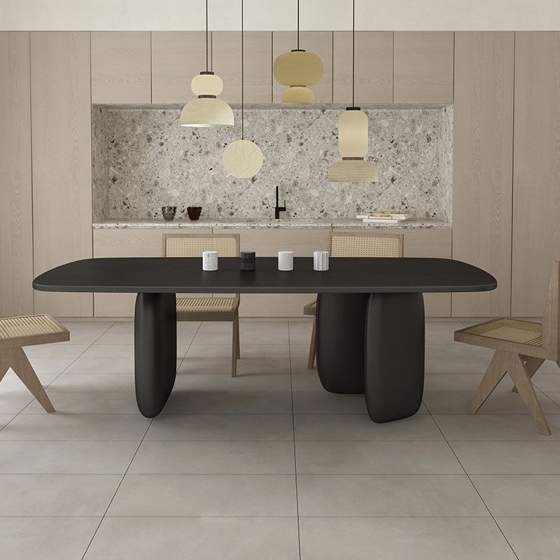 Modern Solid Wood Table for Restaurant Rectangle Dining Table with 3 Legs