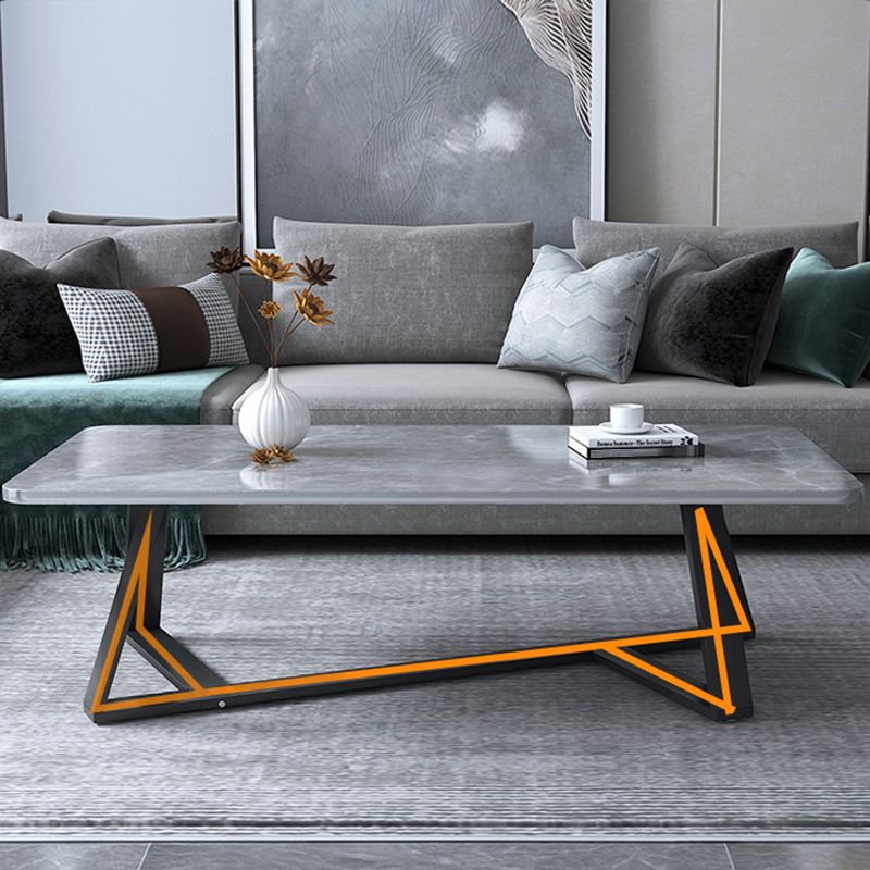 17.72" Tall Glam Style Coffee Cocktail Table Slate Rectangular Coffee Table