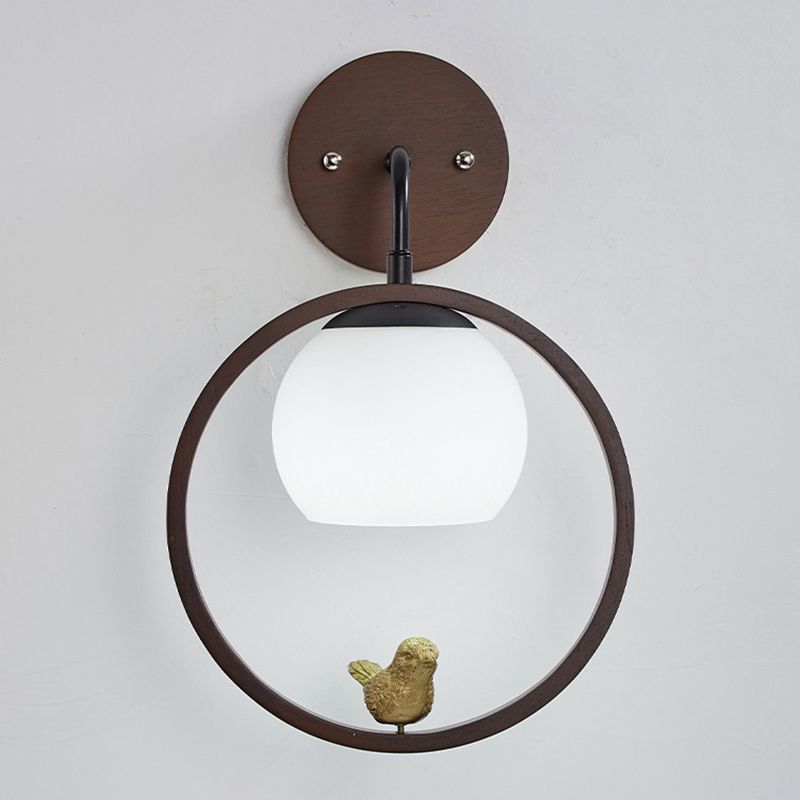 Wood Ball Wall Lighting Modern Style 1 Light Wall Lighting Fixtures