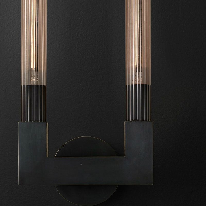 Metal and Glass Bath Sconce 1 / 2 - Light Post Modern Bathroom Vanity Lighting