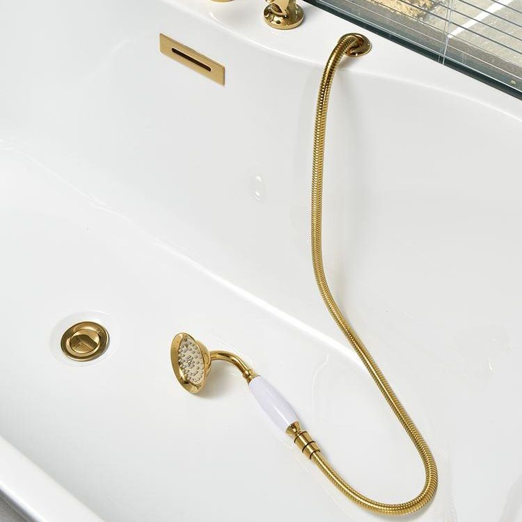 White Oval Bath Freestanding Acrylic Soaking Handles Included  Modern Bathtub