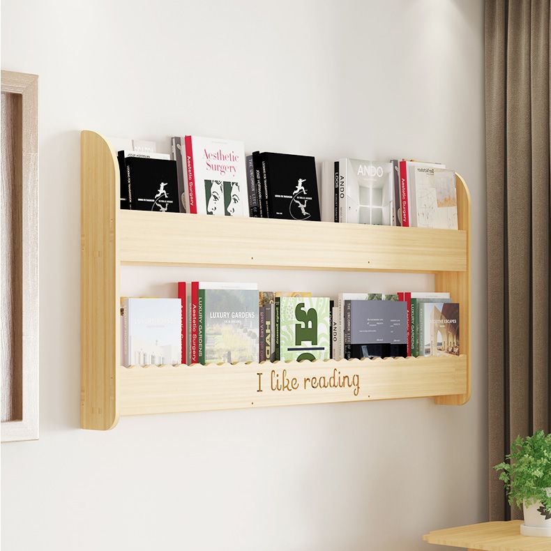 Contemporary Style Bookshelf Solid Wood Wall Mounted Bookcase for Home Office