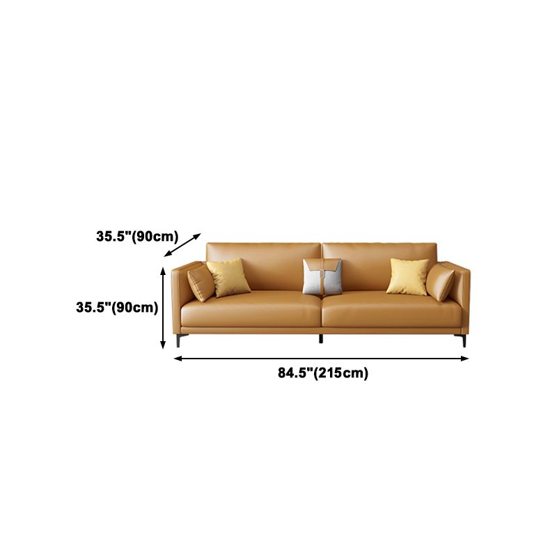 Living Room Cushions Stain Resistant Faux Leather Square Arm Sofa