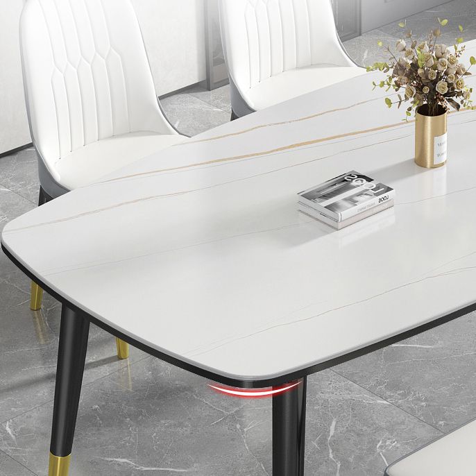Modern Sintered Stone Top Kitchen Dining Table Rectangle Shape Dining Table with 4 Legs Base