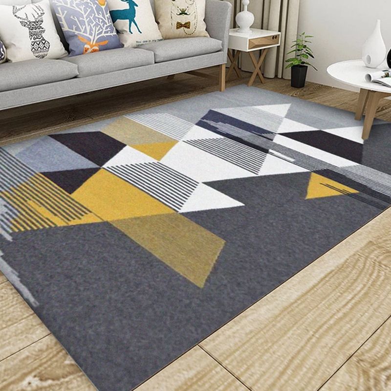 Modern Geo Pattern Rug Multi Colored Cotton Blend Area Carpet Non-Slip Pet Friendly Indoor Rug for Parlor