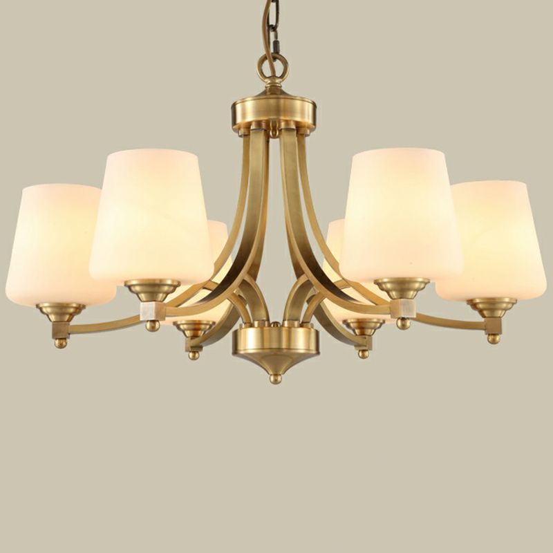Gouden knop suspensie licht rustiek crème glas woonkamer kroonluchter hanglampje