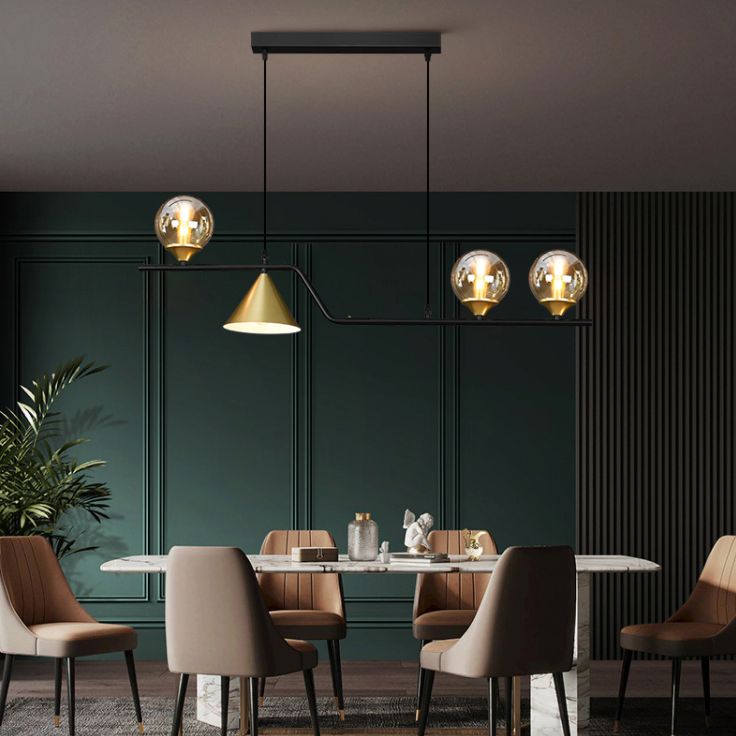 Shaded Island Lighting Fixture Simplicity Glass Island Chandelier for Dinning Room