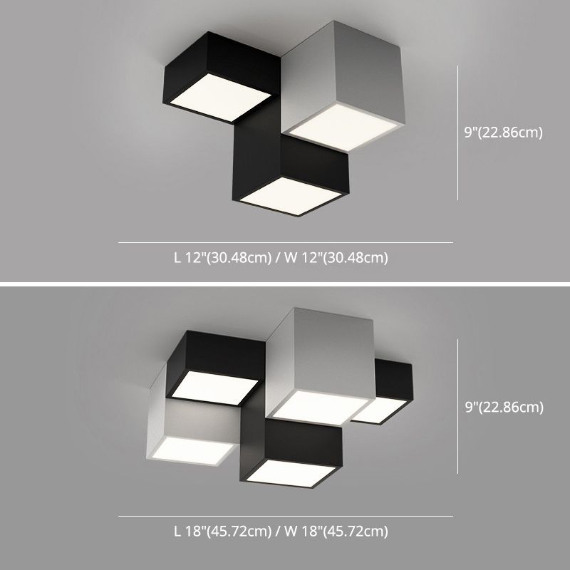 Geometric Rectangular Combination LED Flush Mount Light Modern Minimalist Multi-Lights Ceiling Lamp for Bedroom Living Room