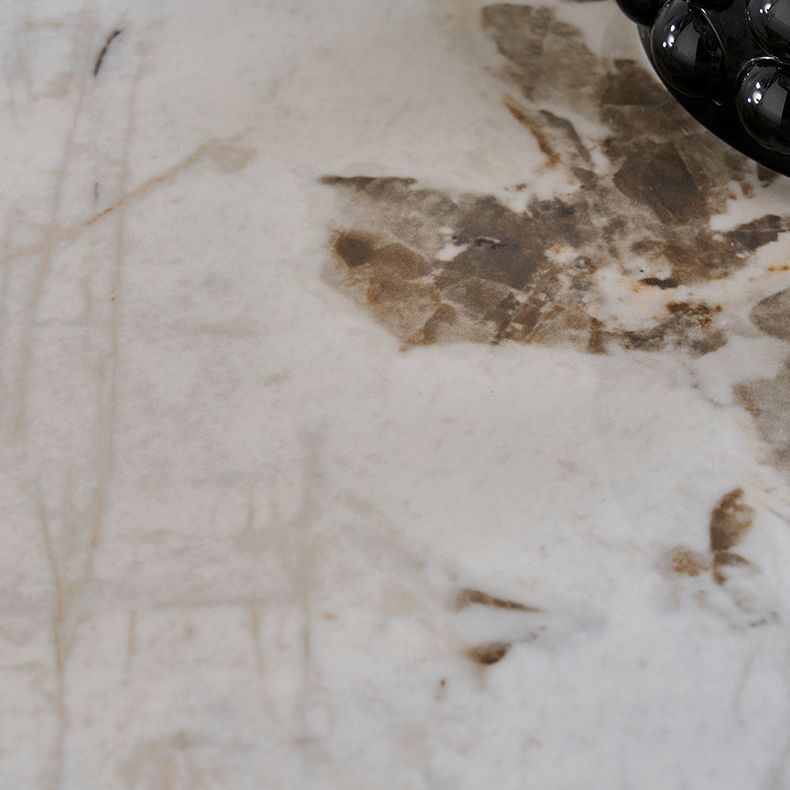 Glossy White Dining Table Set 1/4/5 Pieces Metal Base Table with Leather Chairs