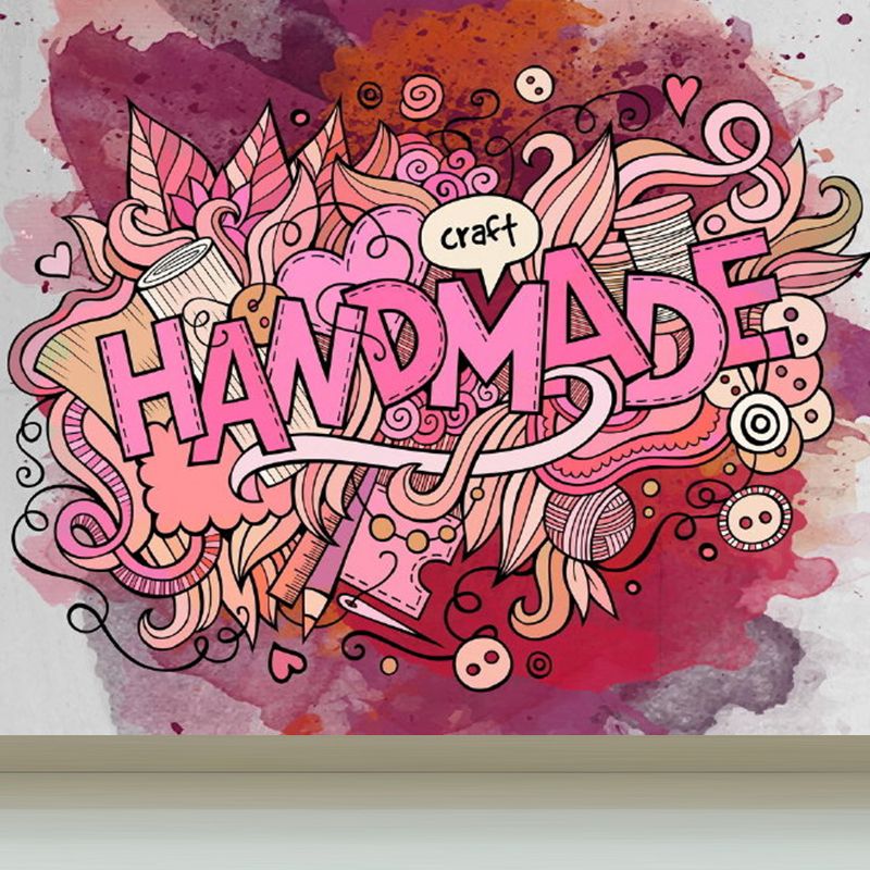 Contemporary Graffiti Pattern Mural Soft Color Stain Resistant Wall Art for Dining Room