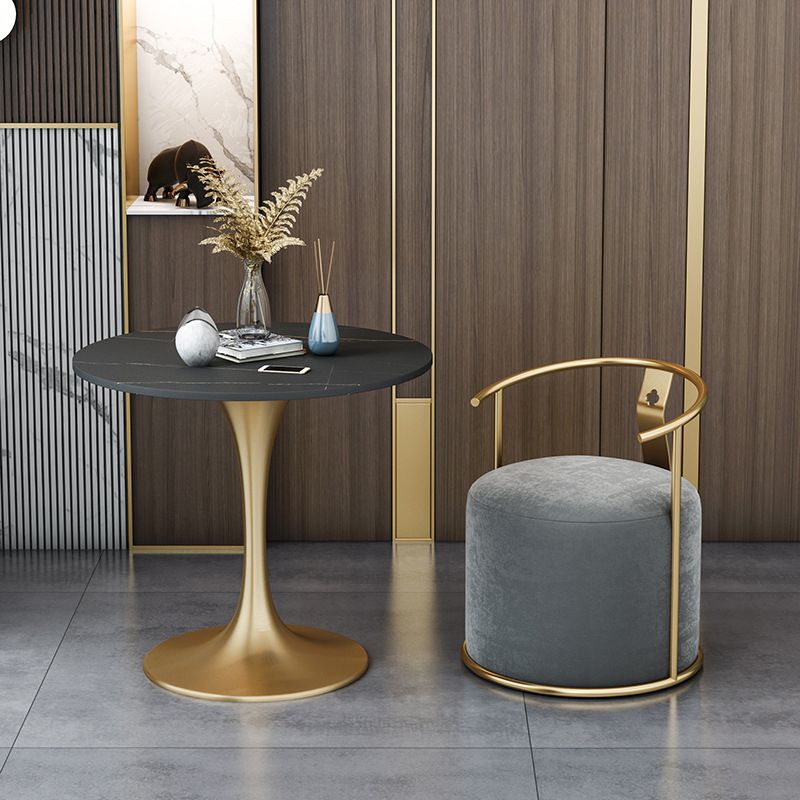 Glam Black Sintered Stone Dining Table Set Round 1/2/3/4/5 Pieces Dining Set