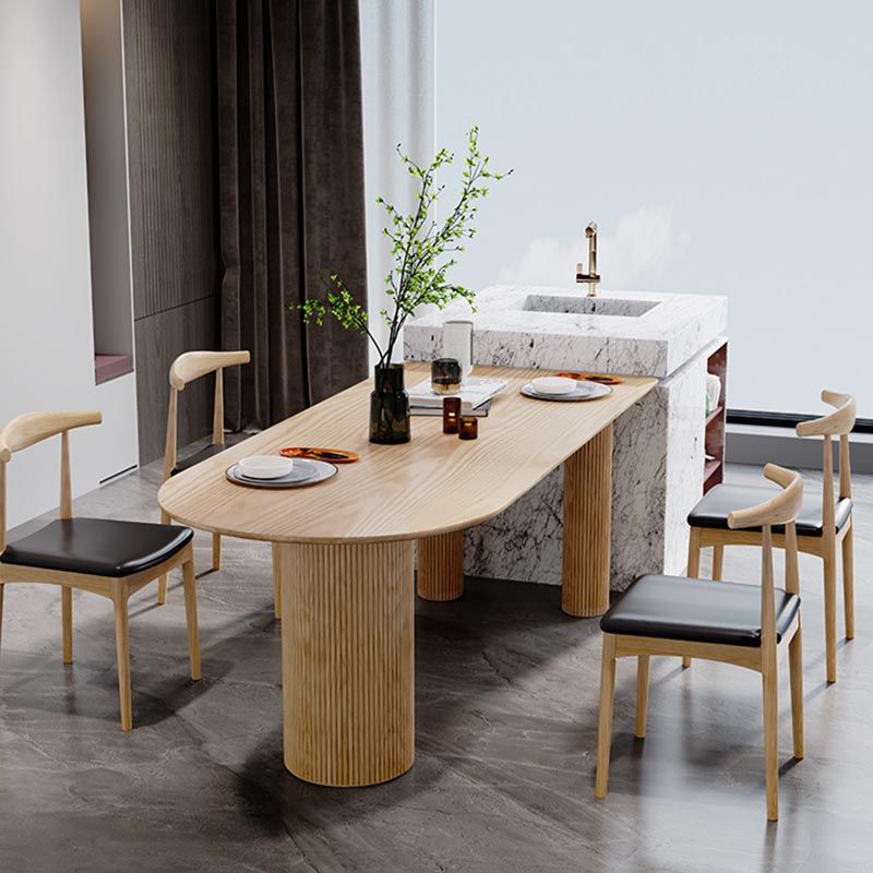 Freeform Solid Wood Dining Table Modern Furniture with Tripod Base for Office