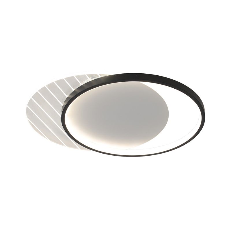 Black Dual-Square/Round Flushmount Modern LED Acrylic Close to Ceiling Light in Warm/White/3 Color Light