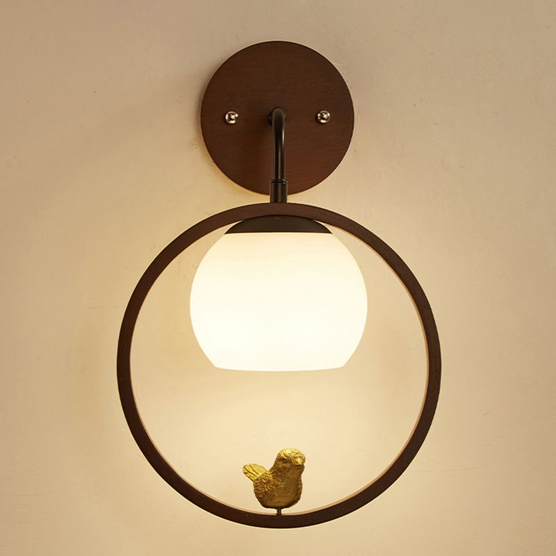 Wood Ball Wall Lighting Modern Style 1 Light Wall Lighting Fixtures