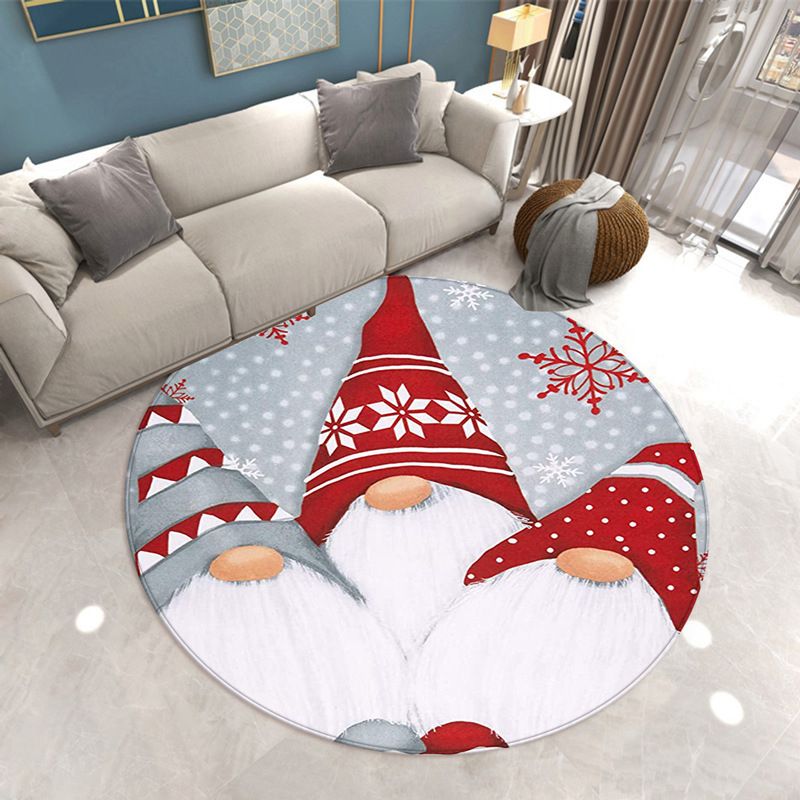 Round Christmas Print Carpet Polyester Modern Rug Stain Resistant Area Carpet for Living Room