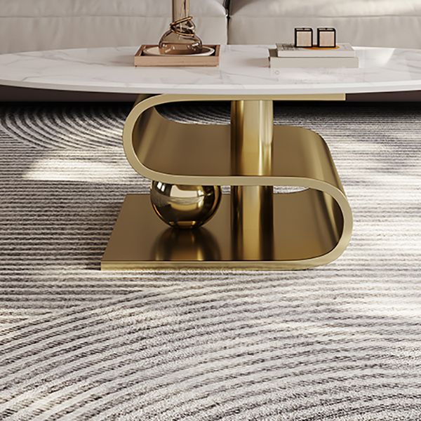 Stainless Steel Abstract Base Cocktail Table Glam Slate Top Coffee Table