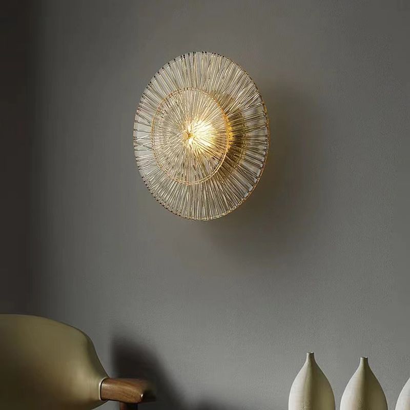 LED Modern Metal Wall Sconce Flower Shape Wall Light with Glass Shade for Bedroom