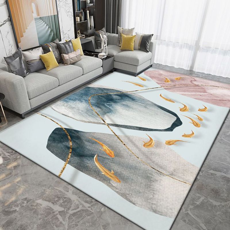 Light Gray Modern Rug Polyester Pattern Area Rug Stain Resistant Rug for Home Decor