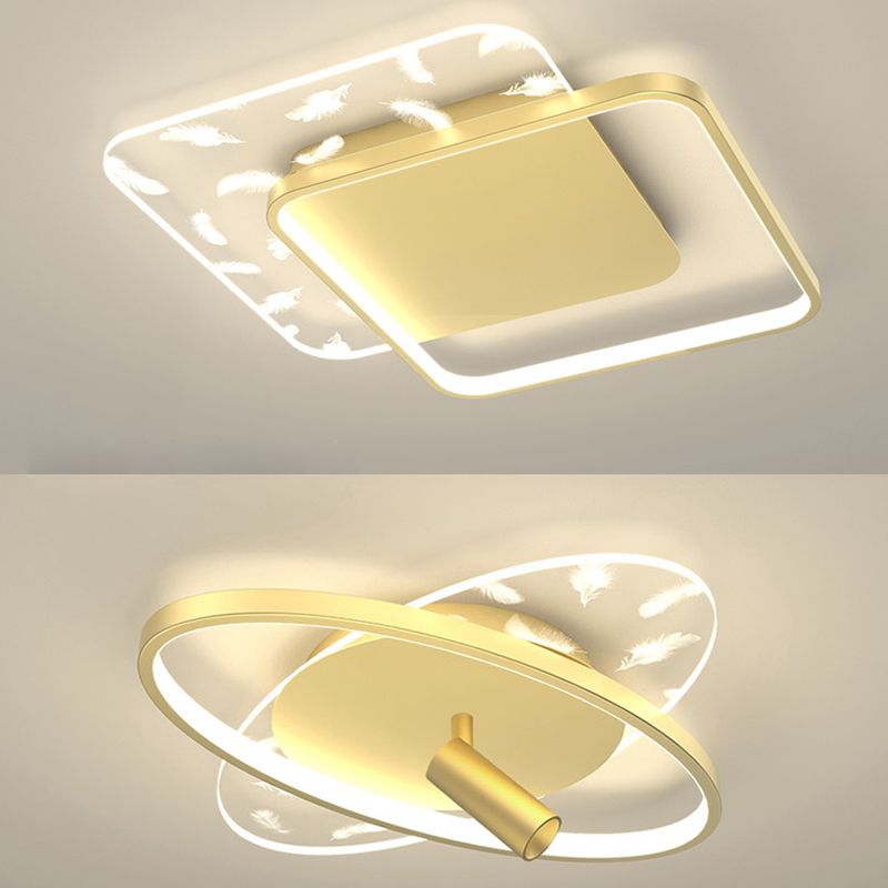 Moderne modische Feder -LED -Decken Deckenleuchte schmiedeeisen Innenhalterung mit Acrylschatten