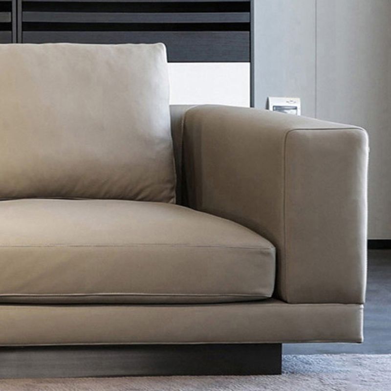 Scandinavian Light-grey Loose Back Square Arm Living Room Seating