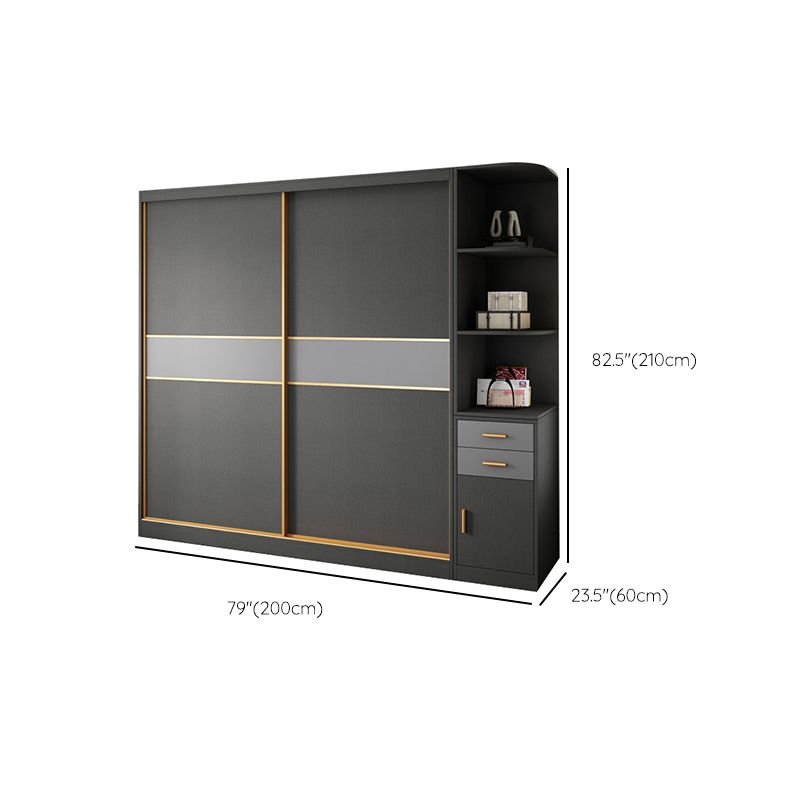 Grey Engineered Wood Wardrobe Cabinet Contemporary Wardrobe Armoire