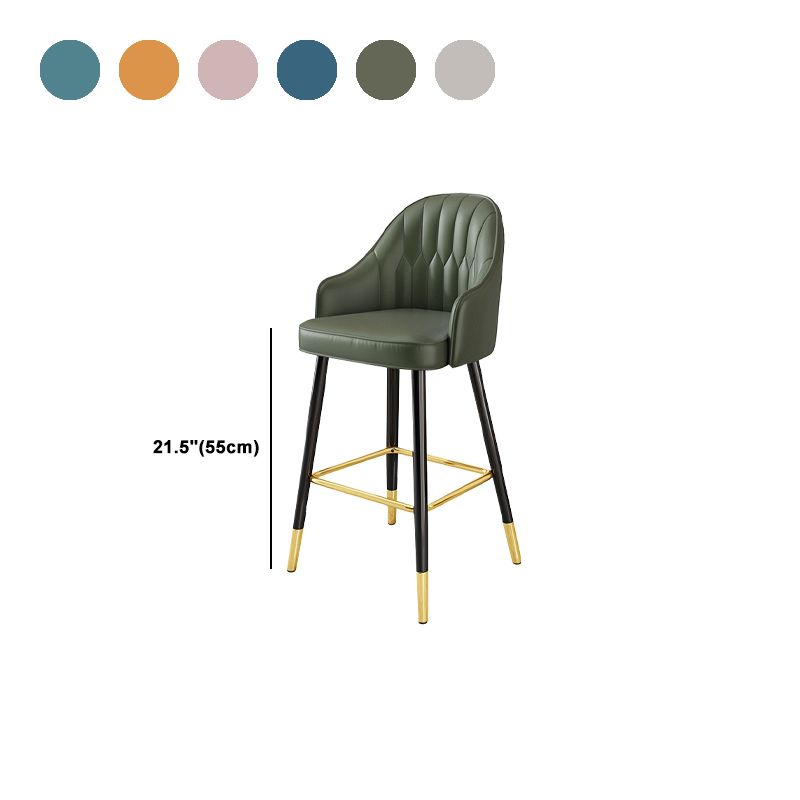 Glam Faux Leather Dining Stool Upholstered Furniture in Matte Finish for Home