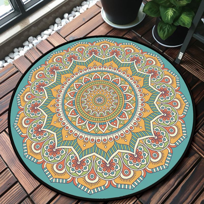 Chic Floral Pattern Area Rug Multicolored Moroccan Carpet Synthetics Washable Anti-Slip Backing Stain Resistant Rug for Front Door