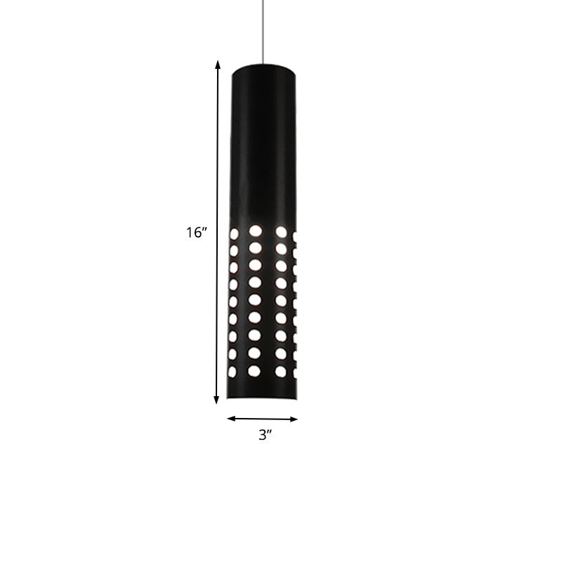 Moderne cilindersuspensie Licht met Circle Cuts-outs Metaal 1 Licht Zwarte hanglamp Licht bevestiging voor woonkamer in warm/wit