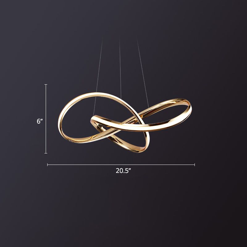 Twist Aluminum Chandelier Artistic Gold LED Hanging Ceiling Light for Dining Room