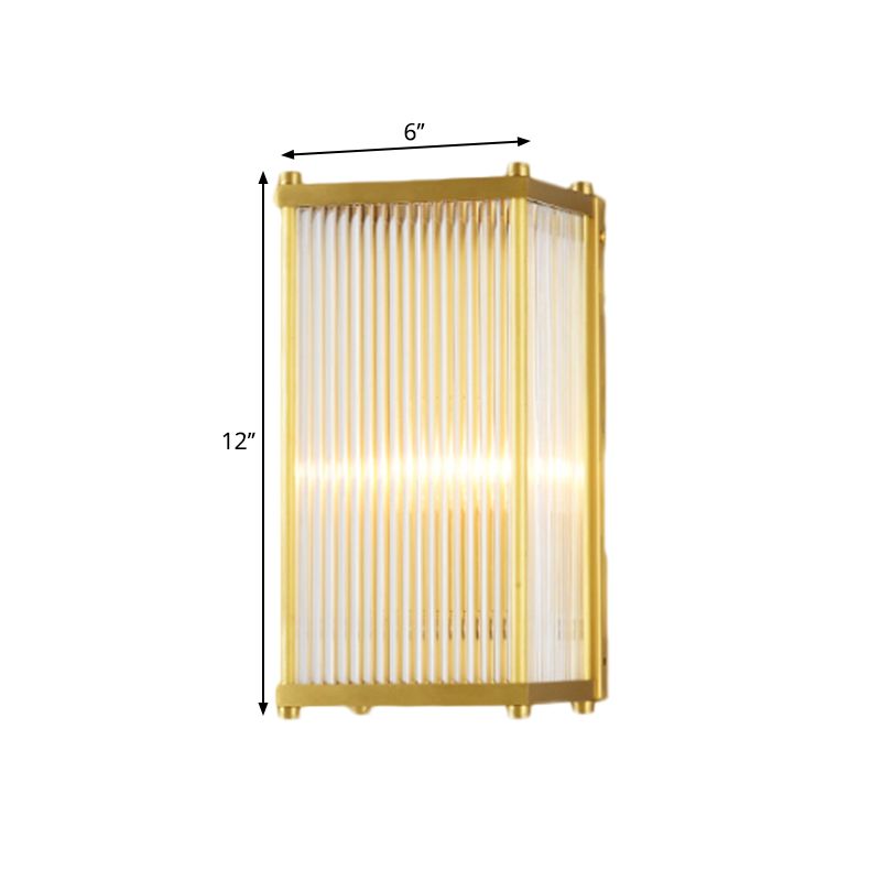 Cuboid Bedroom Wall Sconce Light moderne Crystal translucide Crystal 1/2 Head Gold Surface Murce Galce, 12 "/19.5" de large