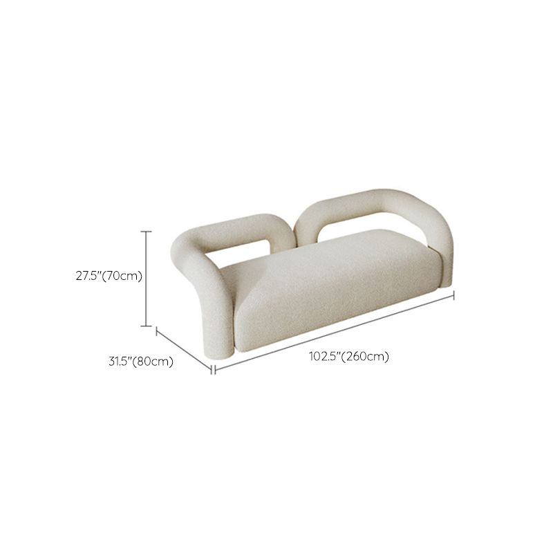 Scandinavian Settee White Cushions Tuxedo Arm Living Room Fabric Sofa