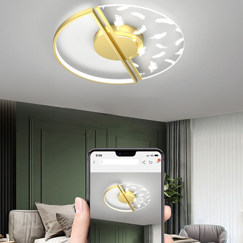 Stagger Geometric Feather LED Ceiling Fixture in Modern Creative Style Wrought Iron Indoor Ceiling Light in Gold