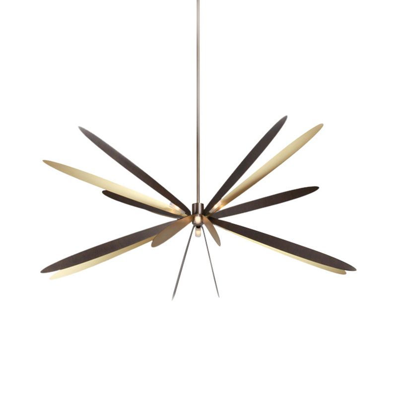 Black and Gold Dragonfly Chandelier Modern Style 6-Light Metal Hanging Ceiling Pendant